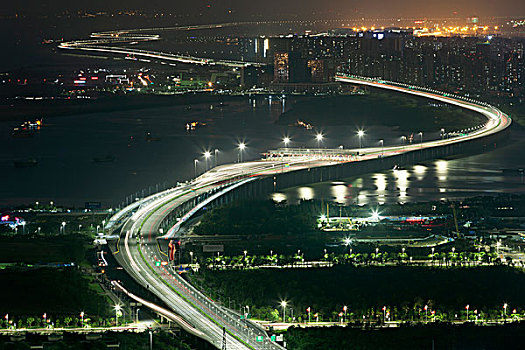 中国广东深圳前海自贸区都市夜景