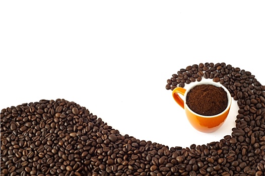 咖啡豆,地面,咖啡
