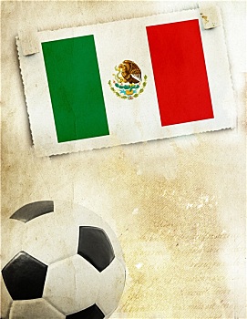 照片,墨西哥,旗帜,足球