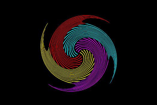 彩色线条构图扭曲涡旋抽象背景
