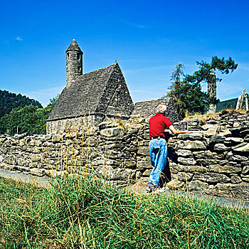 男人,教堂,11世纪,格兰达洛,威克洛郡,爱尔兰