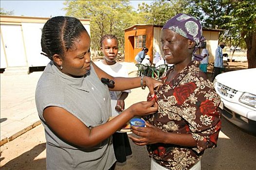 女人,穿,艾滋病,红丝带,支持,博茨瓦纳,非洲
