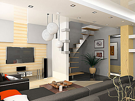 现代,室内设计,公寓