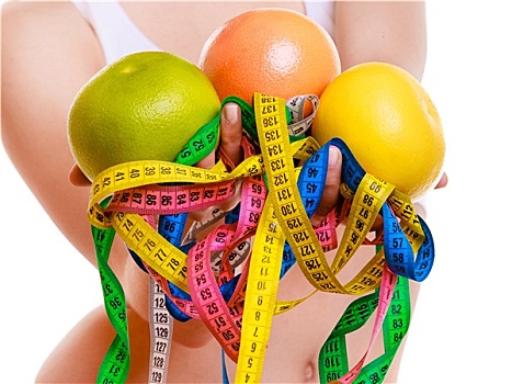 运动,健身,女人,测量,磁带,水果,时间,节食,塑身