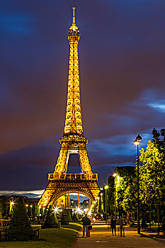 黎明,仰视,埃菲尔铁塔,巴黎,法国