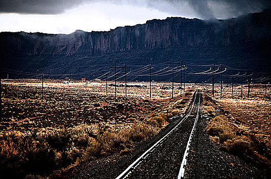 轨道,山脉,背景,66号公路,新墨西哥,美国