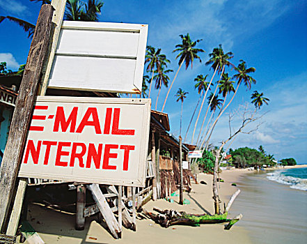 电子邮件,互联网,标识,乌纳瓦图纳,海滩