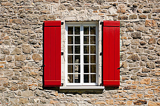 红色,百叶窗,窗户,魁北克城,魁北克,加拿大