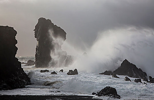 海洋,碰撞,岩石构造,斯奈山半岛,冰岛