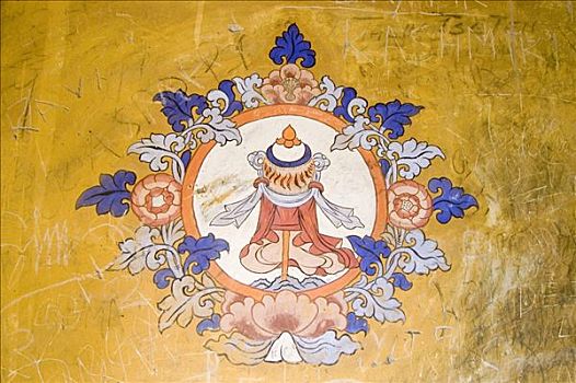 壁画,佛教,寺院,印度河谷,查谟-克什米尔邦,印度