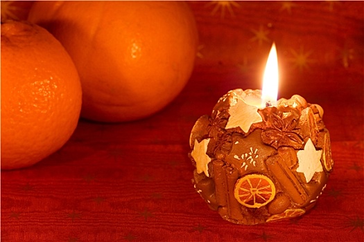 装饰,蜡烛,橘子