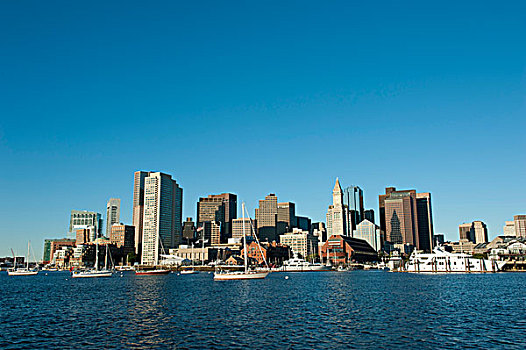 天际线,海关大楼,塔楼,金融区,长,码头,波士顿,马萨诸塞,新英格兰,美国,北美