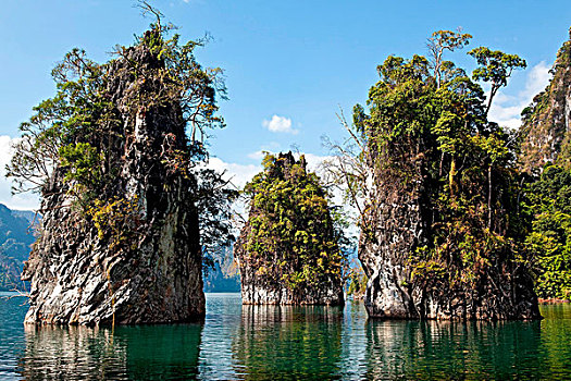 岩石,小岛,湖,泰国,亚洲