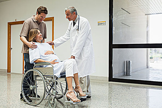 孕妇,轮椅,伙伴,医生,医院