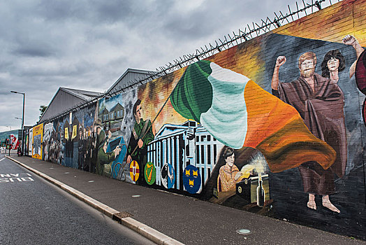 政治,涂鸦,墙壁,西部,贝尔法斯特,内战,天主教,安特里姆郡,北爱尔兰,英国