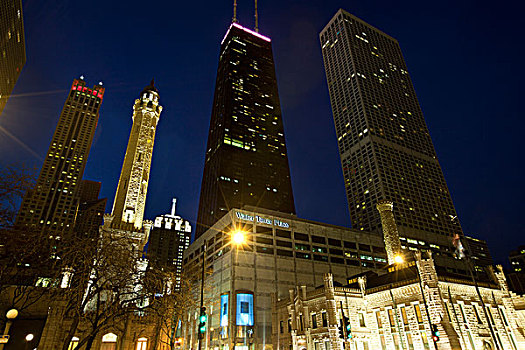 芝加哥,水,摩天大楼,密歇根大道,伊利诺斯,美国