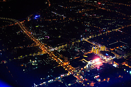 航拍,北京,城市夜色,璀璨,俯瞰,灯光,线条
