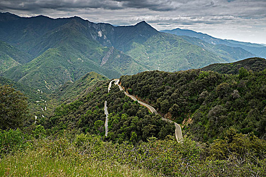 风景,山,公路,路线,顶峰,背景,加利福尼亚,美国
