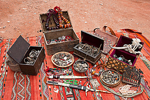 小,宝箱,传统,东方,饰品,装饰,刀,地毯,摩洛哥,非洲
