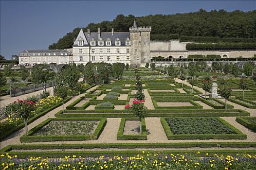 法国,卢瓦尔河,维兰多利城堡,花园