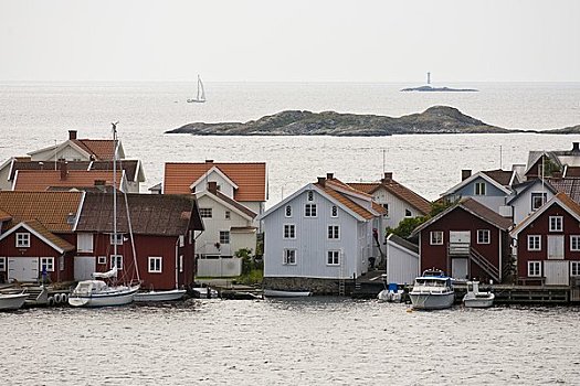 斯堪的纳维亚,瑞典,布胡斯,住宅建筑,船