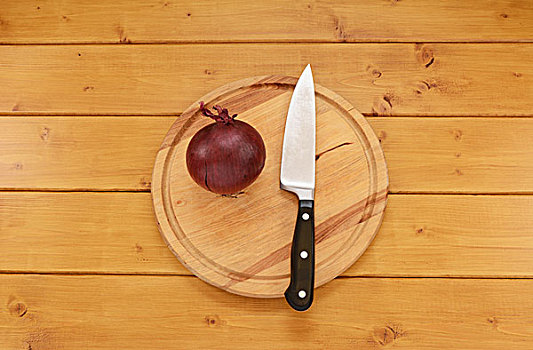 红洋葱,刀,案板