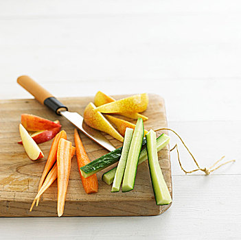 切片水果,蔬菜,案板