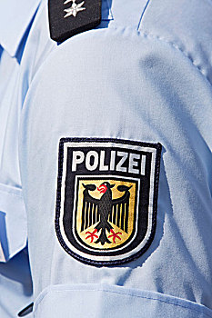 警察,德国,徽章,联邦,鹰,袖子,制服