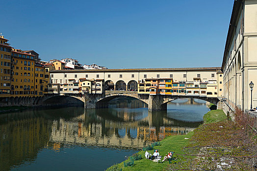 维奇奥桥,桥,上方,阿尔诺河,佛罗伦萨,意大利,欧洲