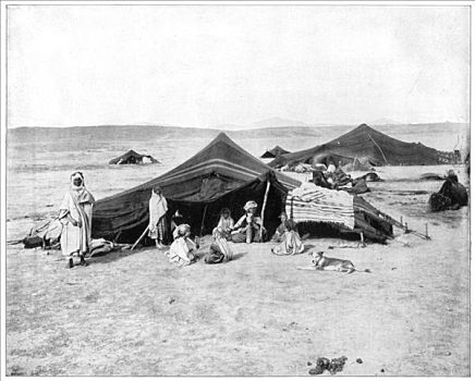 房车,露营,撒哈拉沙漠,迟,19世纪,艺术家,未知