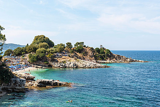 海滩,科孚岛,爱奥尼亚群岛,地中海,希腊,欧洲