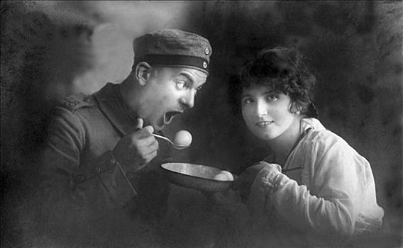 男人,吃,蛋,历史,照片,第一次世界大战