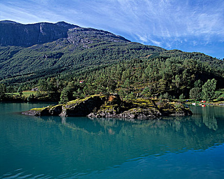 风景,湖,靠近,挪威,斯堪的纳维亚,欧洲