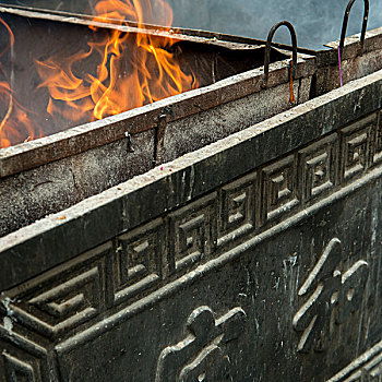 熏香,燃烧,庙宇,喇嘛,北京,中国
