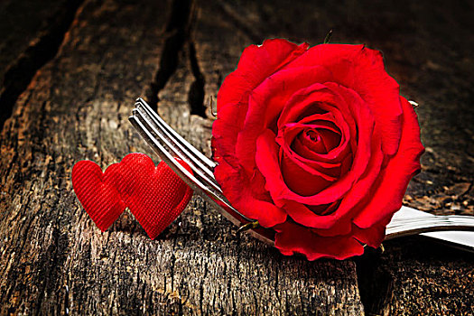 餐具,玫瑰,情人节
