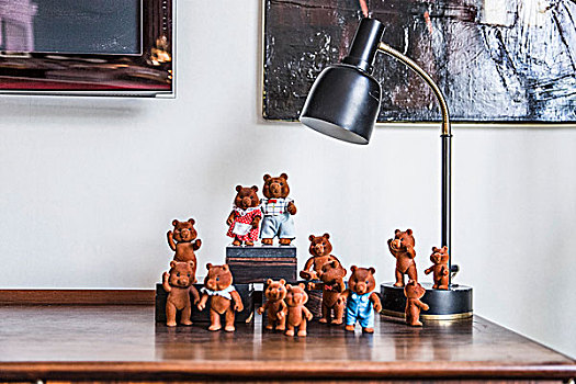 收集,熊,小雕像,台灯
