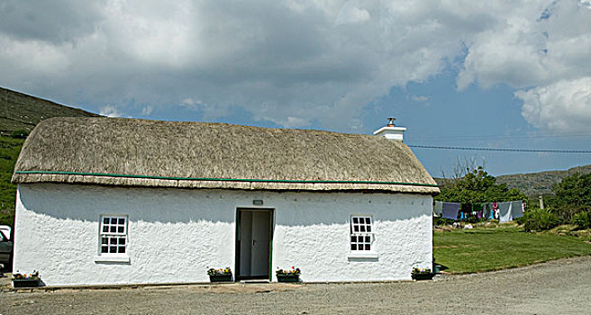 爱尔兰,多纳格,简单,茅草屋顶,屋舍