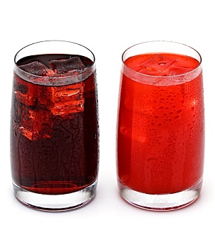 两个,玻璃杯,寒冷,果汁