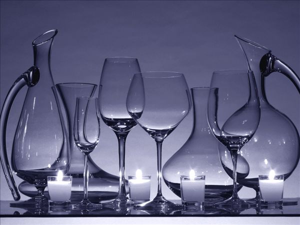 静物,空,葡萄酒杯,玻璃瓶,蜡烛