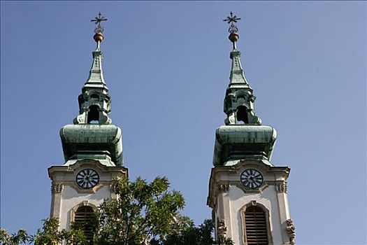 双子塔,巴洛克式教堂,布达佩斯,匈牙利,欧洲