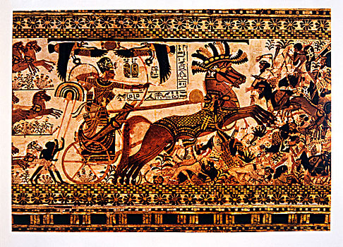 马车,争斗,埃及博物馆,开罗,埃及,描绘