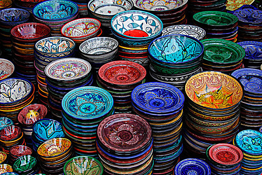 摩洛哥,玛拉喀什,手绘,光滑,陶瓷,餐具