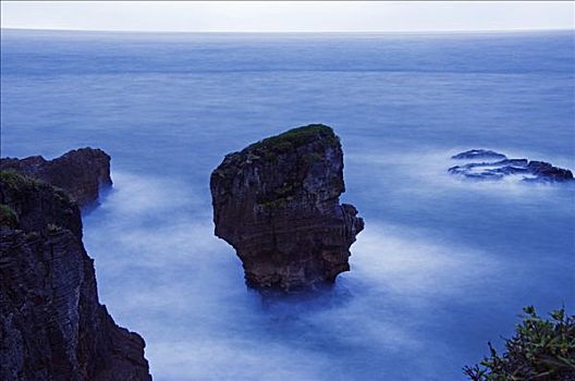 新西兰,南岛,帕帕罗瓦国家公园,沿岸,岩石构造,薄烤饼,石头,白云石