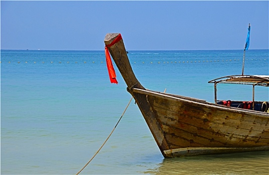 传统,泰国,老,长尾船,透明,水