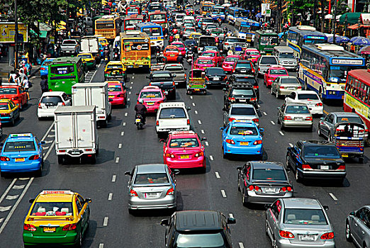 汽车,城市,交通,拉差达目琳路,道路,地区,曼谷,泰国,亚洲