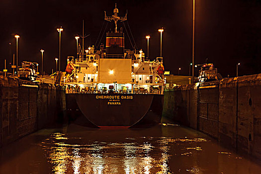 货船,巴拿马运河,巴拿马,中美洲