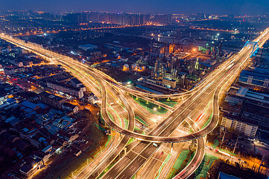 江苏省淮安市刚开通的内环高架快速路夜景