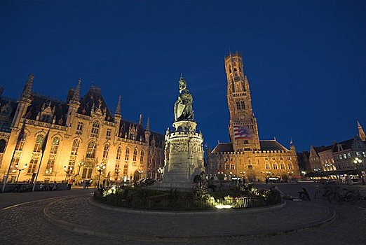 钟楼,雕塑,市场,布鲁日,比利时