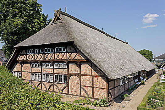 半木结构房屋,户外,博物馆,汉堡市,德国,欧洲