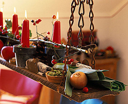 秋天装饰,蜡烛,陶制器具,链子
